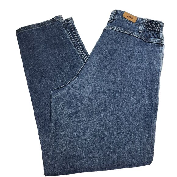 Lee Vintage Womens Side Elastic At The Waist Jeans Size10 Tapered Relaxed - Picture 11 of 15